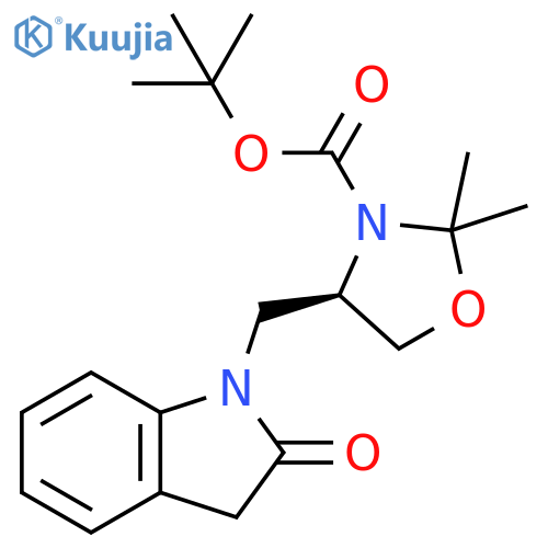 3-Oxazolidinecarboxylic acid, 4-[(2,3-dihydro-2-oxo-1H-indol-1-yl)methyl]-2,2-dimethyl-, 1,1-dimethylethyl ester, (R)- (9CI) structure