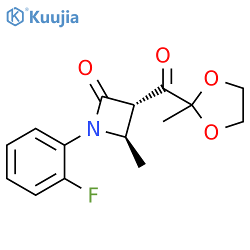 2-Azetidinone,1-(2-fluorophenyl)-4-methyl-3-[(2-methyl-1,3-dioxolan-2-yl)carbonyl]-,trans- structure