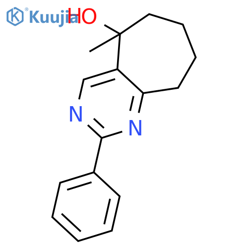 5H-Cycloheptapyrimidin-5-ol, 6,7,8,9-tetrahydro-5-methyl-2-phenyl- structure