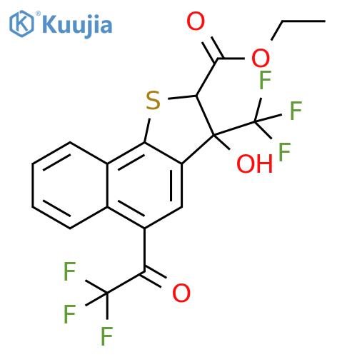 Naphtho[1,2-b]thiophene-2-carboxylic acid,2,3-dihydro-3-hydroxy-5-(trifluoroacetyl)-3-(trifluoromethyl)-, ethyl ester structure