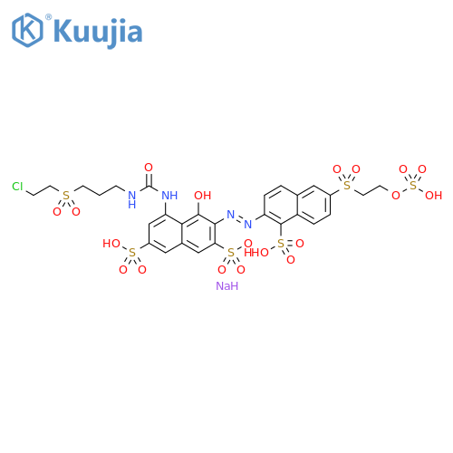 2,7-Naphthalenedisulfonic acid, 5-[[[[3-[(2-chloroethyl)sulfonyl]propyl]amino]carbonyl]amino]-4-hydroxy-3-[2-[1-sulfo-6-[[2-(sulfooxy)ethyl]sulfonyl]-2-naphthalenyl]diazenyl]-, sodium salt (1:) structure
