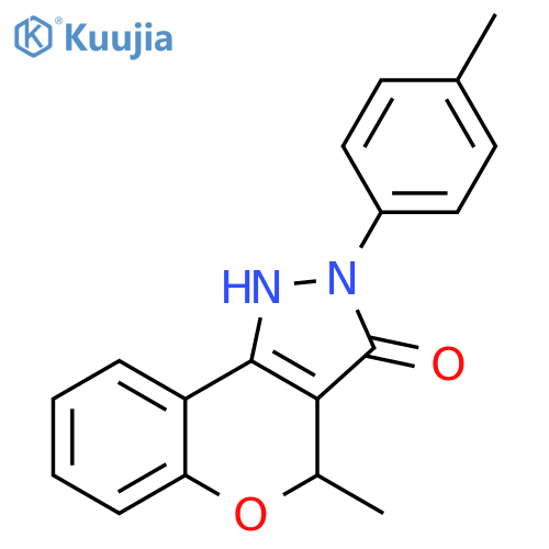 [1]Benzopyrano[4,3-c]pyrazol-3(2H)-one, 1,4-dihydro-4-methyl-2-(4-methylphenyl)- structure