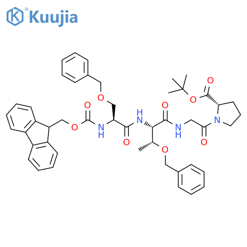 L-Proline, 1-[N-[N-[N-[(9H-fluoren-9-ylmethoxy)carbonyl]-O-(phenylmethyl)-L-seryl]-O-(phenylmethyl)-L-threonyl]glycyl]-, 1,1-dimethylethyl ester (9CI) structure