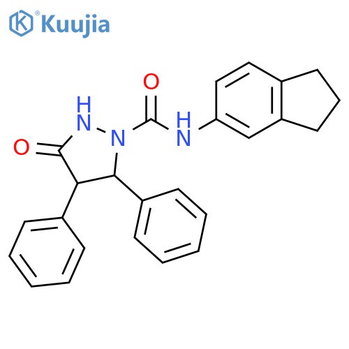 1-Pyrazolidinecarboxamide,N-(2,3-dihydro-1H-inden-5-yl)-3-oxo-4,5-diphenyl- structure