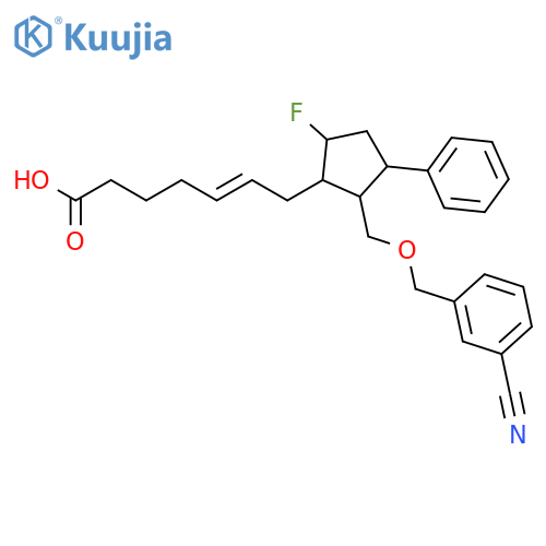 5-Heptenoic acid,7-[2-[[(3-cyanophenyl)methoxy]methyl]-5-fluoro-3-phenylcyclopentyl]- structure