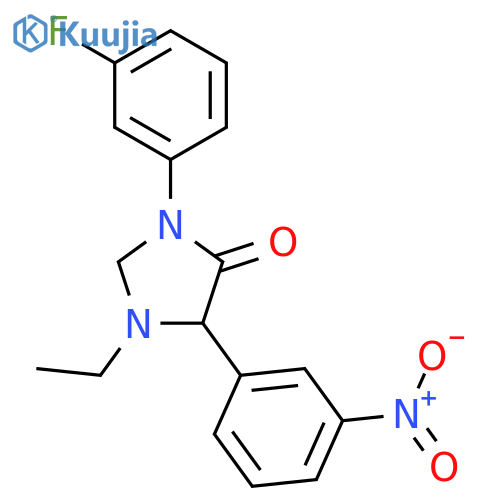 4-Imidazolidinone, 1-ethyl-3-(3-fluorophenyl)-5-(3-nitrophenyl)- structure