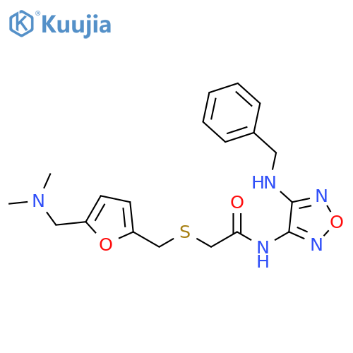 Acetamide,2-[[[5-[(dimethylamino)methyl]-2-furanyl]methyl]thio]-N-[4-[(phenylmethyl)amino]-1,2,5-oxadiazol-3-yl]- structure