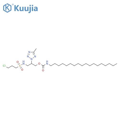 Carbamic acid, octadecyl-, 3-[[(3-chloropropyl)sulfonyl]amino]-2-(5-methyl-2H-tetrazol-2-yl)propyl ester (9CI) structure
