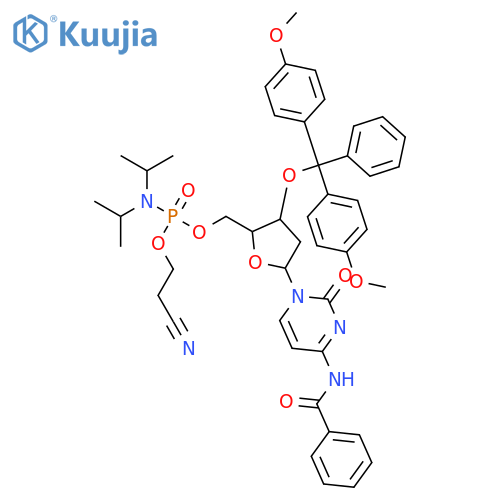 Cytidine,N-benzoyl-3'-O-[bis(4-methoxyphenyl)phenylmethyl]-2'-deoxy-, 5'-[2-cyanoethylbis(1-methylethyl)phosphoramidite] (9CI) structure