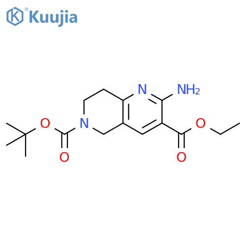 6-Tert-butyl 3-ethyl 2-amino-7,8-dihydro-1,6-naphthyridine-3,6(5H)-dicarboxylate structure
