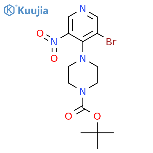 tert-Butyl 4-(3-bromo-5-nitropyridin-4-yl)piperazine-1-carboxylate structure