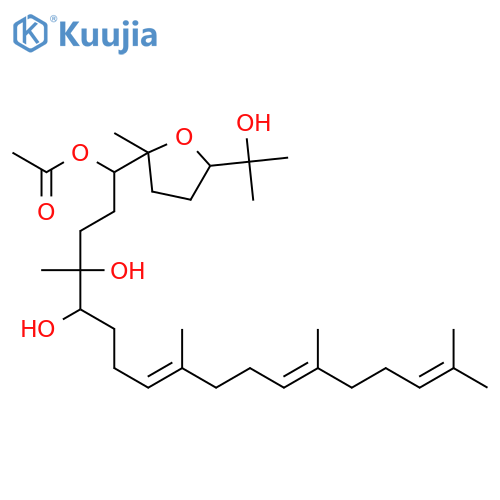 (1S,8E,12E)-4,5-dihydroxy-1-((2S,5R)-5-(2-hydroxypropan-2-yl)-2-methyltetrahydrofuran-2-yl)-4,9,13,17-tetramethyloctadeca-8,12,16-trienyl acetate structure