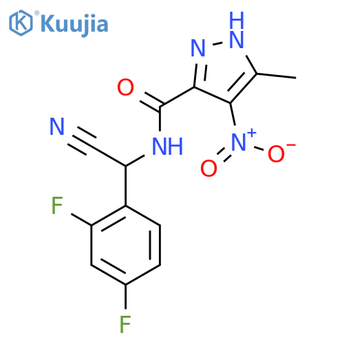 N-[cyano(2,4-difluorophenyl)methyl]-5-methyl-4-nitro-1H-pyrazole-3-carboxamide structure