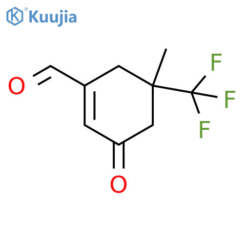 1-Cyclohexene-1-carboxaldehyde, 5-methyl-3-oxo-5-(trifluoromethyl)- structure