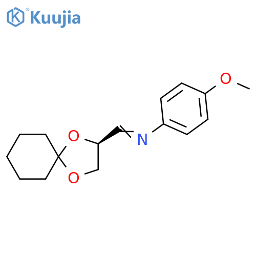 Benzenamine, N-(1,4-dioxaspiro[4.5]dec-2-ylmethylene)-4-methoxy-,(S)- structure