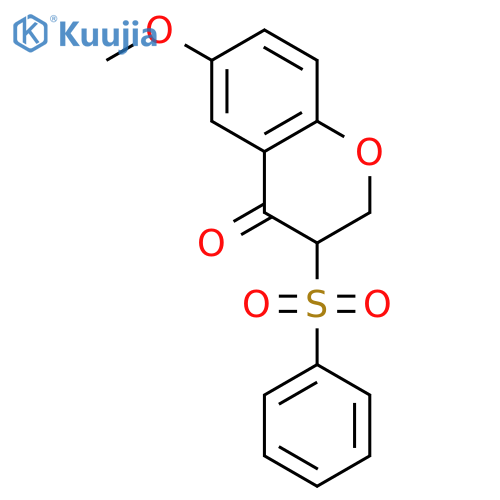 4H-1-Benzopyran-4-one, 2,3-dihydro-6-methoxy-3-(phenylsulfonyl)- structure