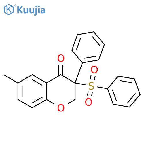4H-1-Benzopyran-4-one,2,3-dihydro-6-methyl-3-phenyl-3-(phenylsulfonyl)- structure