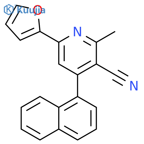 3-Pyridinecarbonitrile, 6-(2-furanyl)-2-methyl-4-(1-naphthalenyl)- structure