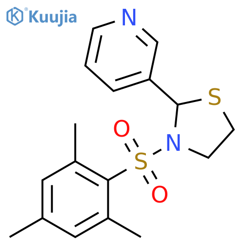 Thiazolidine, 2-(3-pyridinyl)-3-[(2,4,6-trimethylphenyl)sulfonyl]- structure