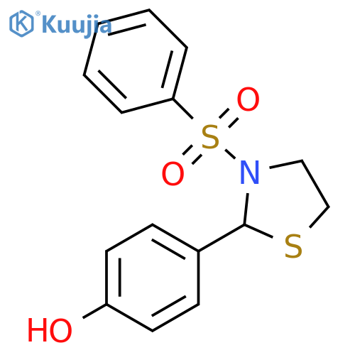 Thiazolidine, 2-(4-hydroxyphenyl)-3-(phenylsulfonyl)- structure