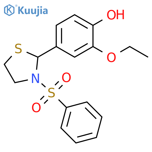 Thiazolidine, 2-(3-ethoxy-4-hydroxyphenyl)-3-(phenylsulfonyl)- structure