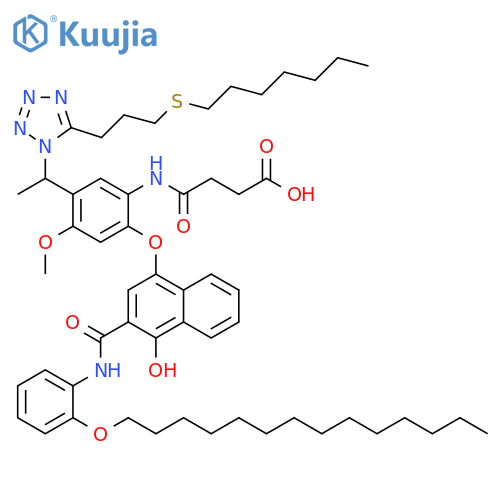 Butanoic acid,4-[[5-[1-[5-[3-(heptylthio)propyl]-1H-tetrazol-1-yl]ethyl]-2-[[4-hydroxy-3-[[[2-(tetradecyloxy)phenyl]amino]carbonyl]-1-naphthalenyl]oxy]-4-methoxyphenyl]amino]-4-oxo- structure
