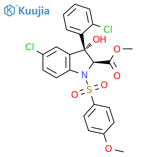 1H-Indole-2-carboxylic acid, 5-chloro-3-(2-chlorophenyl)-2,3-dihydro-3-hydroxy-1-[(4-methoxyphenyl)sulfonyl]-, methyl ester, cis- (9CI) structure