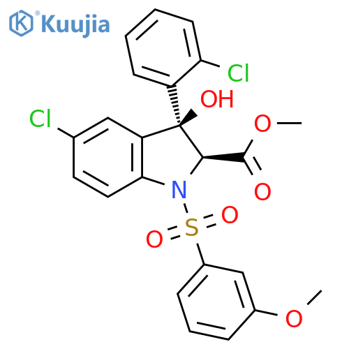 1H-Indole-2-carboxylic acid, 5-chloro-3-(2-chlorophenyl)-2,3-dihydro-3-hydroxy-1-[(3-methoxyphenyl)sulfonyl]-, methyl ester, trans- (9CI) structure