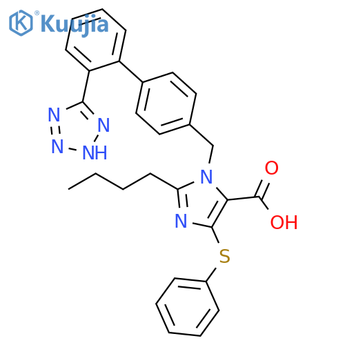 1H-Imidazole-5-carboxylic acid,2-butyl-4-(phenylthio)-1-[[2'-(1H-tetrazol-5-yl)[1,1'-biphenyl]-4-yl]methyl]- structure