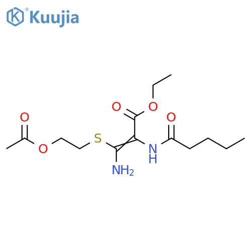 2-Propenoic acid, 3-[[2-(acetyloxy)ethyl]thio]-3-amino-2-[(1-oxopentyl)amino]-, ethyl ester structure