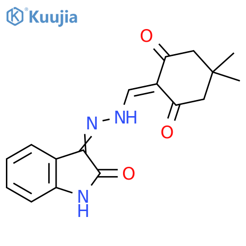 1H-Indole-2,3-dione,3-[[(4,4-dimethyl-2,6-dioxocyclohexylidene)methyl]hydrazone] structure