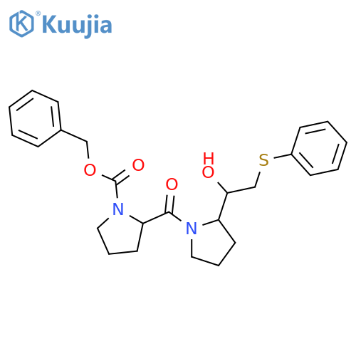 1-Pyrrolidinecarboxylic acid, 2-[[2-[1-hydroxy-2-(phenylthio)ethyl]-1-pyrrolidinyl]carbonyl]-, phenylmethyl ester structure