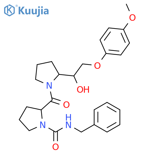 1-Pyrrolidinecarboxamide,2-[[2-[1-hydroxy-2-(4-methoxyphenoxy)ethyl]-1-pyrrolidinyl]carbonyl]-N-(phenylmethyl)- structure