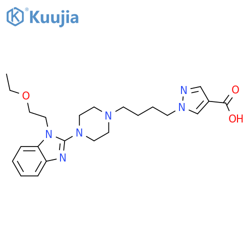 1H-Pyrazole-4-carboxylic acid,1-[4-[4-[1-(2-ethoxyethyl)-1H-benzimidazol-2-yl]-1-piperazinyl]butyl]- structure