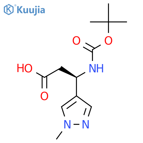 (3R)-3-{(tert-butoxy)carbonylamino}-3-(1-methyl-1H-pyrazol-4-yl)propanoic acid structure