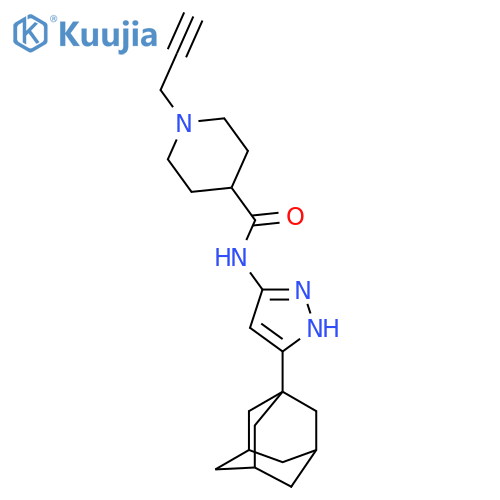 N-[5-(adamantan-1-yl)-1H-pyrazol-3-yl]-1-(prop-2-yn-1-yl)piperidine-4-carboxamide structure