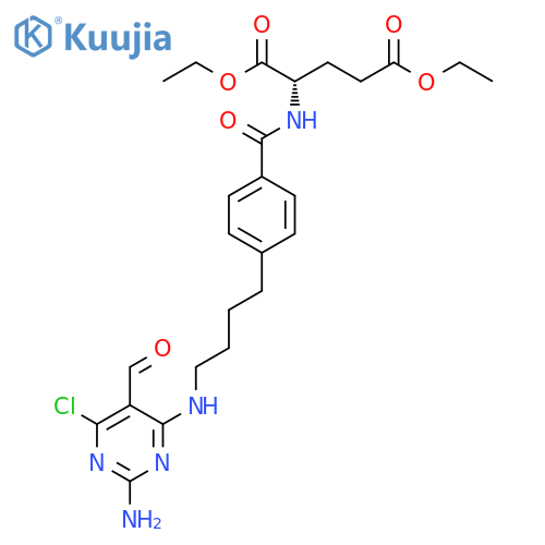 L-Glutamic acid, N-[4-[4-[(2-amino-6-chloro-5-formyl-4-pyrimidinyl)amino]butyl]benzoyl]-, diethyl ester (9CI) structure