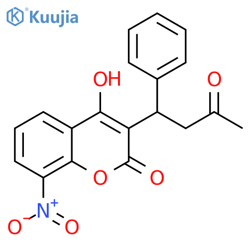 2H-1-Benzopyran-2-one, 4-hydroxy-8-nitro-3-(3-oxo-1-phenylbutyl)- structure