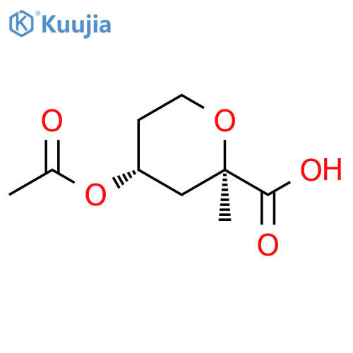 2H-Pyran-2-carboxylic acid, 4-(acetyloxy)tetrahydro-2-methyl-, trans- structure