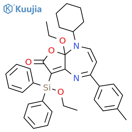 2H-Furo[2,3-b][1,4]diazepin-2-one, 8-cyclohexyl-8a-ethoxy-3-(ethoxydiphenylsilyl)-8,8a-dihydro-5-(4-methylphenyl)- structure