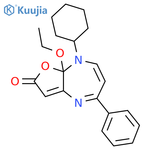 2H-Furo[2,3-b][1,4]diazepin-2-one,8-cyclohexyl-8a-ethoxy-8,8a-dihydro-5-phenyl- structure