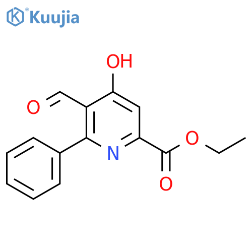2-Pyridinecarboxylic acid, 5-formyl-4-hydroxy-6-phenyl-, ethyl ester structure