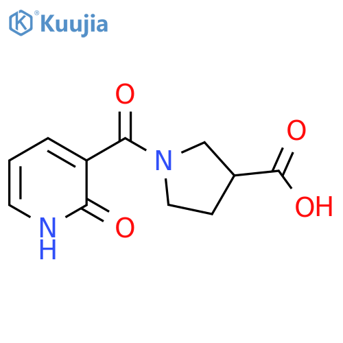 1-(2-hydroxypyridine-3-carbonyl)pyrrolidine-3-carboxylic acid structure