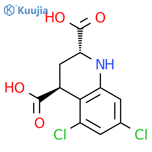 2,4-Quinolinedicarboxylic acid, 5,7-dichloro-1,2,3,4-tetrahydro-, trans- structure