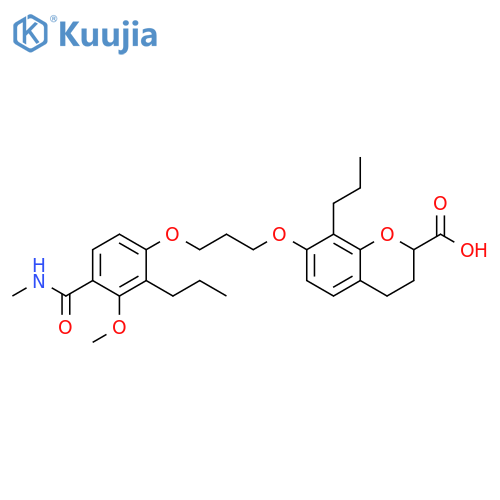 2H-1-Benzopyran-2-carboxylic acid,3,4-dihydro-7-[3-[3-methoxy-4-[(methylamino)carbonyl]-2-propylphenoxy]propoxy]-8-propyl- structure