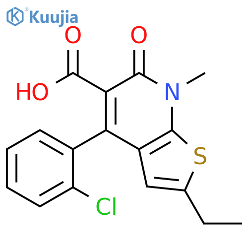Thieno[2,3-b]pyridine-5-carboxylic acid, 4-(2-chlorophenyl)-2-ethyl-6,7-dihydro-7-methyl-6-oxo- structure