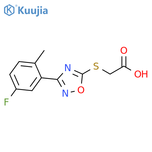 2-{3-(5-fluoro-2-methylphenyl)-1,2,4-oxadiazol-5-ylsulfanyl}acetic acid structure
