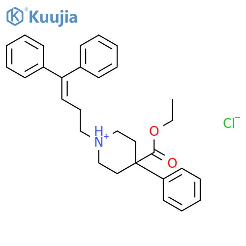 4-Piperidinecarboxylicacid, 1-(4,4-diphenyl-3-buten-1-yl)-4-phenyl-, ethyl ester, hydrochloride (1:1) structure