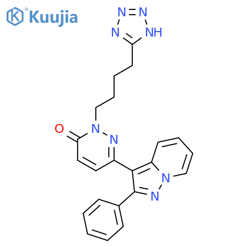 3(2H)-Pyridazinone,6-(2-phenylpyrazolo[1,5-a]pyridin-3-yl)-2-[4-(1H-tetrazol-5-yl)butyl]- structure