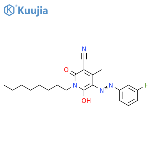 3-Pyridinecarbonitrile,5-[(3-fluorophenyl)azo]-1,2-dihydro-6-hydroxy-4-methyl-1-octyl-2-oxo- structure